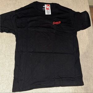 Snap Black Tee with Red Logo